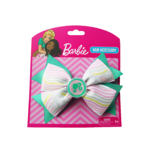 Aqua & Pink Striped Hair Bow