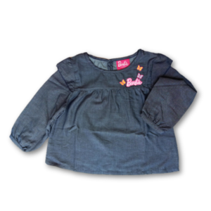 Girls' Long-Sleeve Denim-Look Tunic
