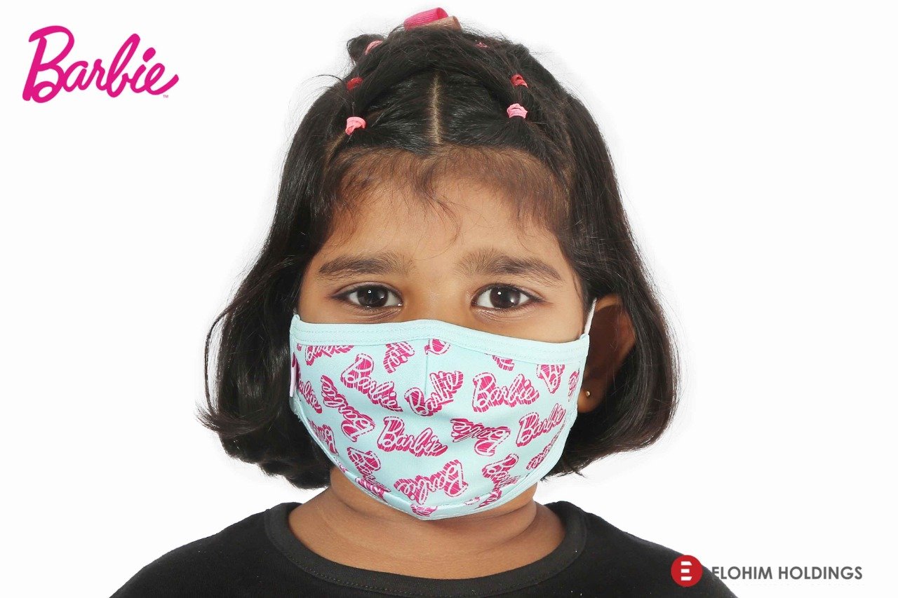 Light Blue Script Logo Face Mask